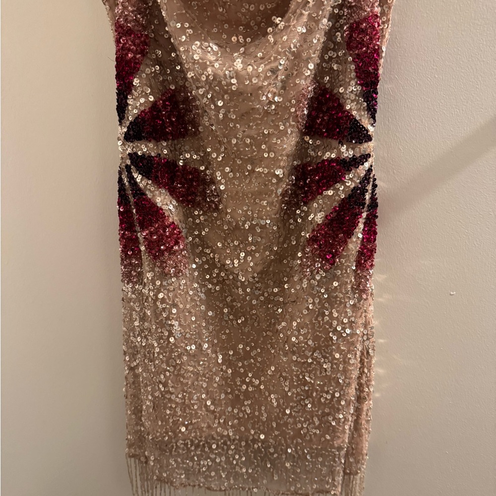 Tularosa Bellini in Cherry Blossom Sequin Mini Dress Size L - Picture 2 of 5